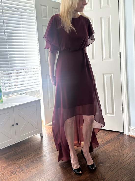 Dresses & Skirts - Women’s Burgundy High-Low Chiffon Event Prom Mother of the Bride Dress 2